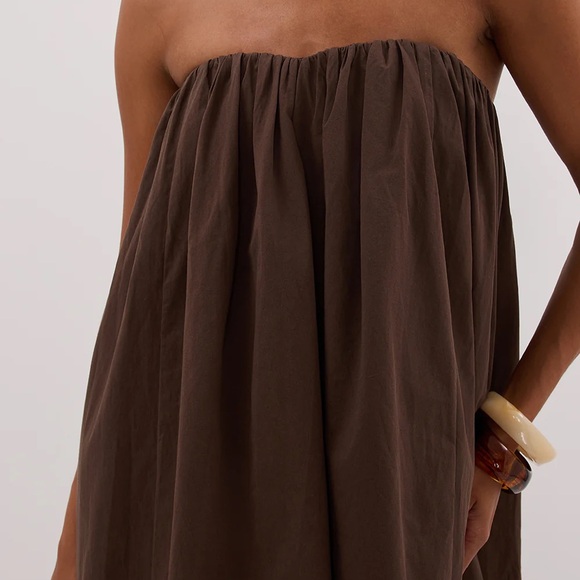 DISSH Roisin Bitter Choc Cotton Strapless Maxi Dress - Picture 4 of 5